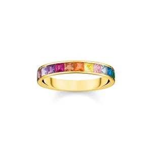 Thomas Sabo Gold Plated Sterling Silver Colourful Stones Ring