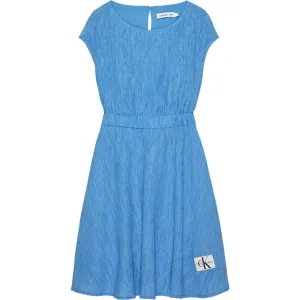 Timeless Calvin Klein Crinkle Fit Flare Dress Blue Crush Desirable