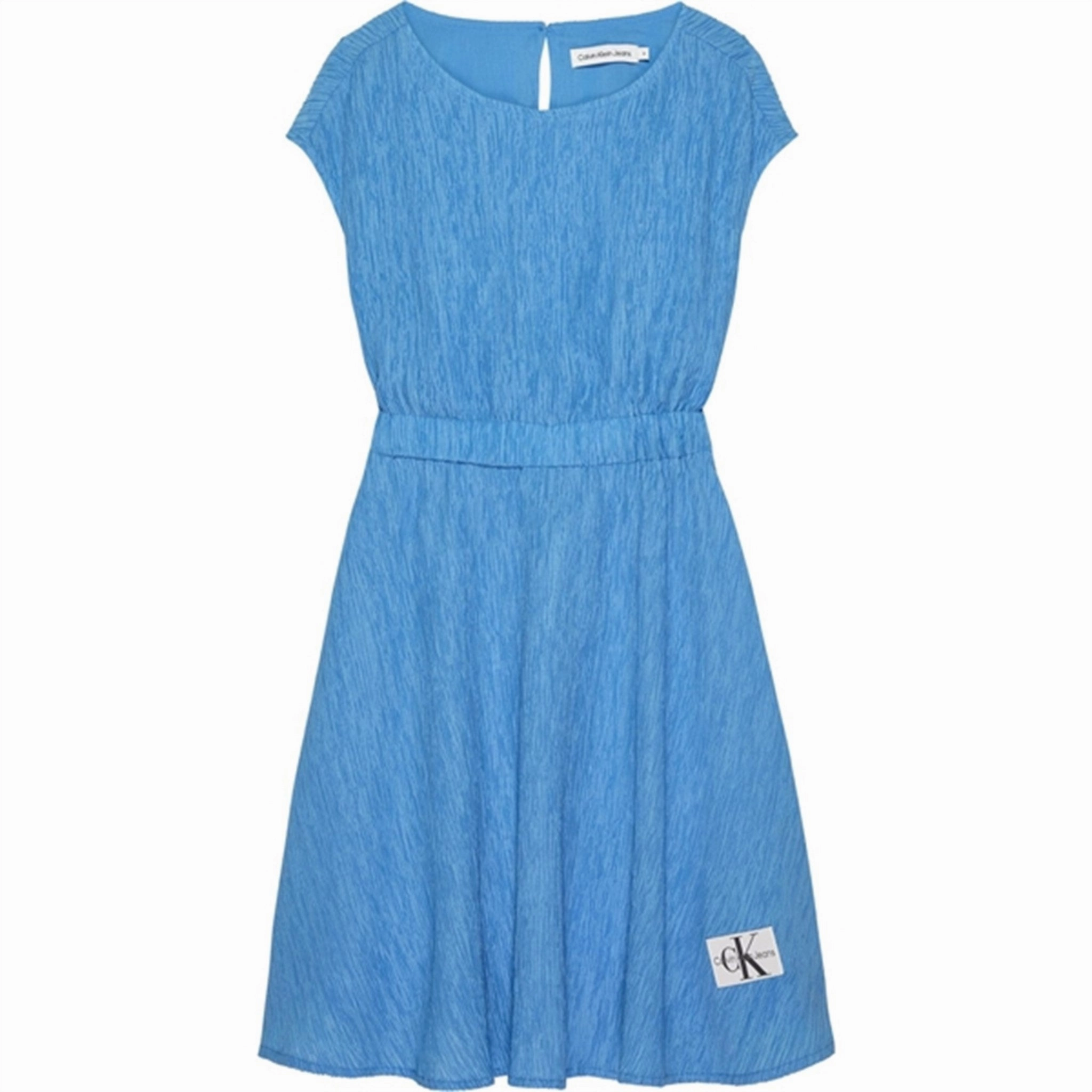 Calvin Klein Crinkle Fit Flare Dress Blue Crush Aristocratic Genuine