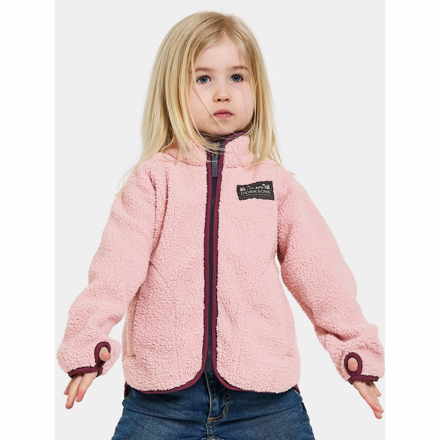 Timeless Didriksons Dusty Pink Gibbs Kids Fullzip Fleece Jacket 2