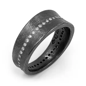 Todd Reed Brilliant Cut White Diamond Patina Silver Eternity Band Ring