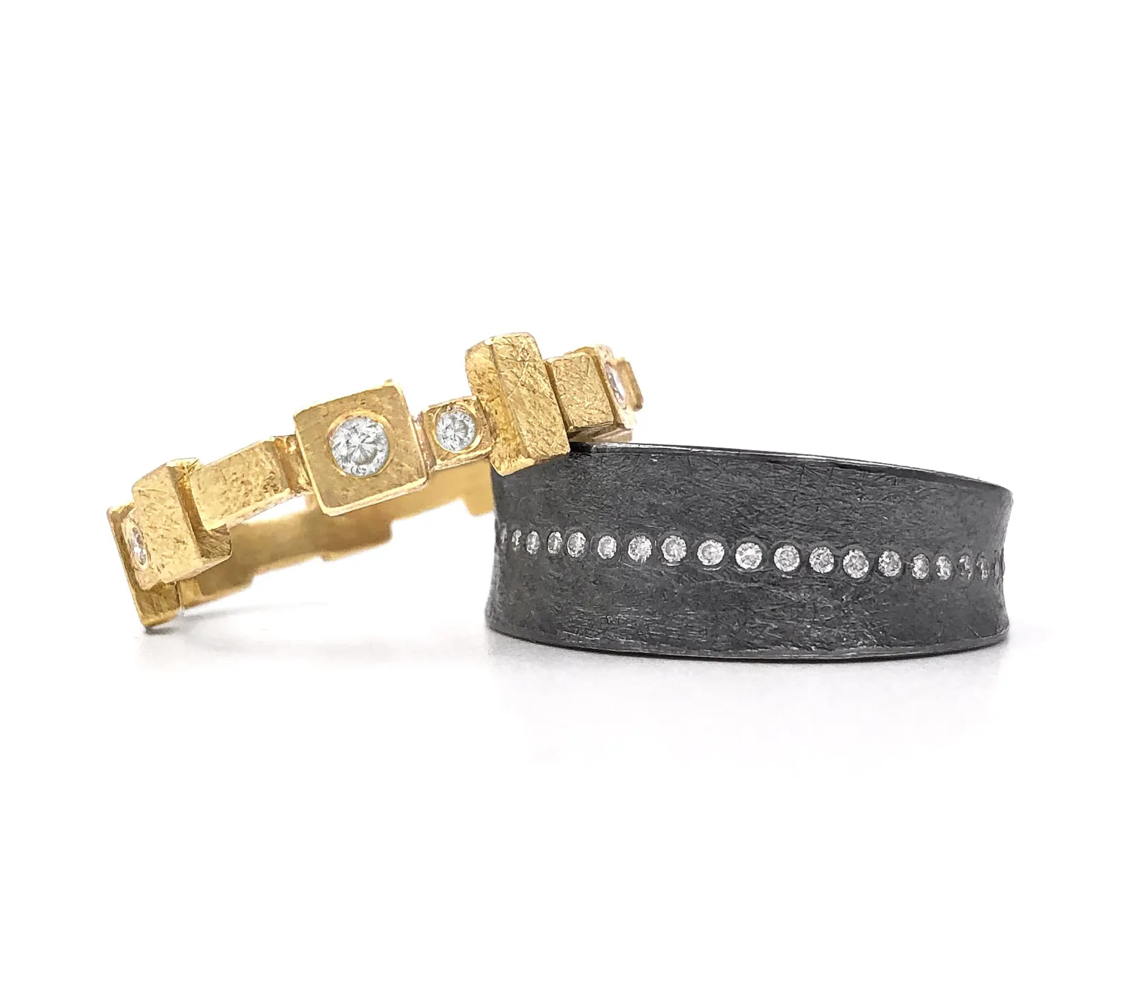 Todd Reed Brilliant Cut White Diamond Patina Silver Eternity Band Ring