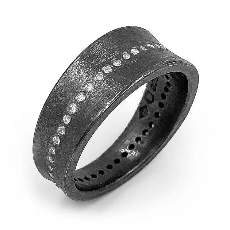 Todd Reed Brilliant Cut White Diamond Patina Silver Eternity Band Ring