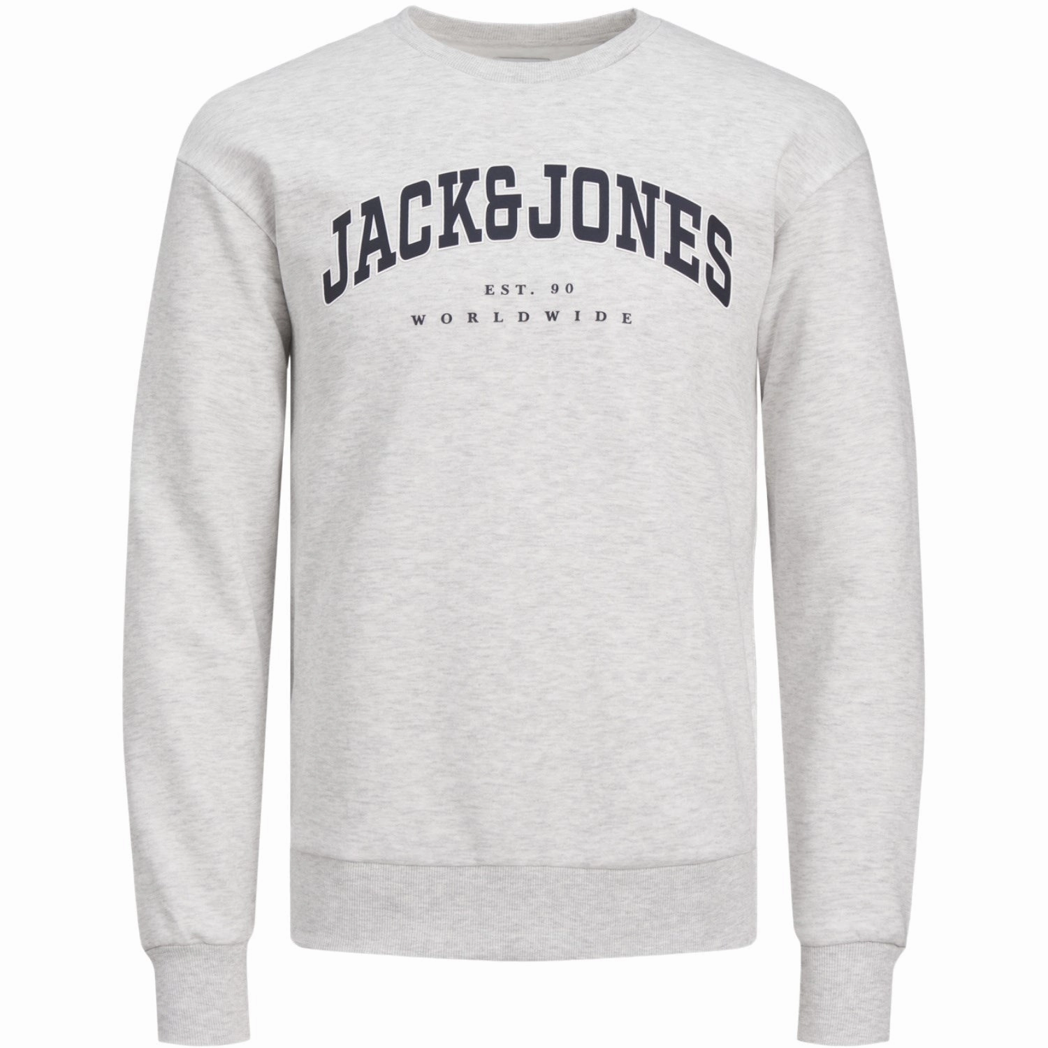 Signature Jack & Jones Junior White Melange Caleb Varsity Sweatshirt Lavish