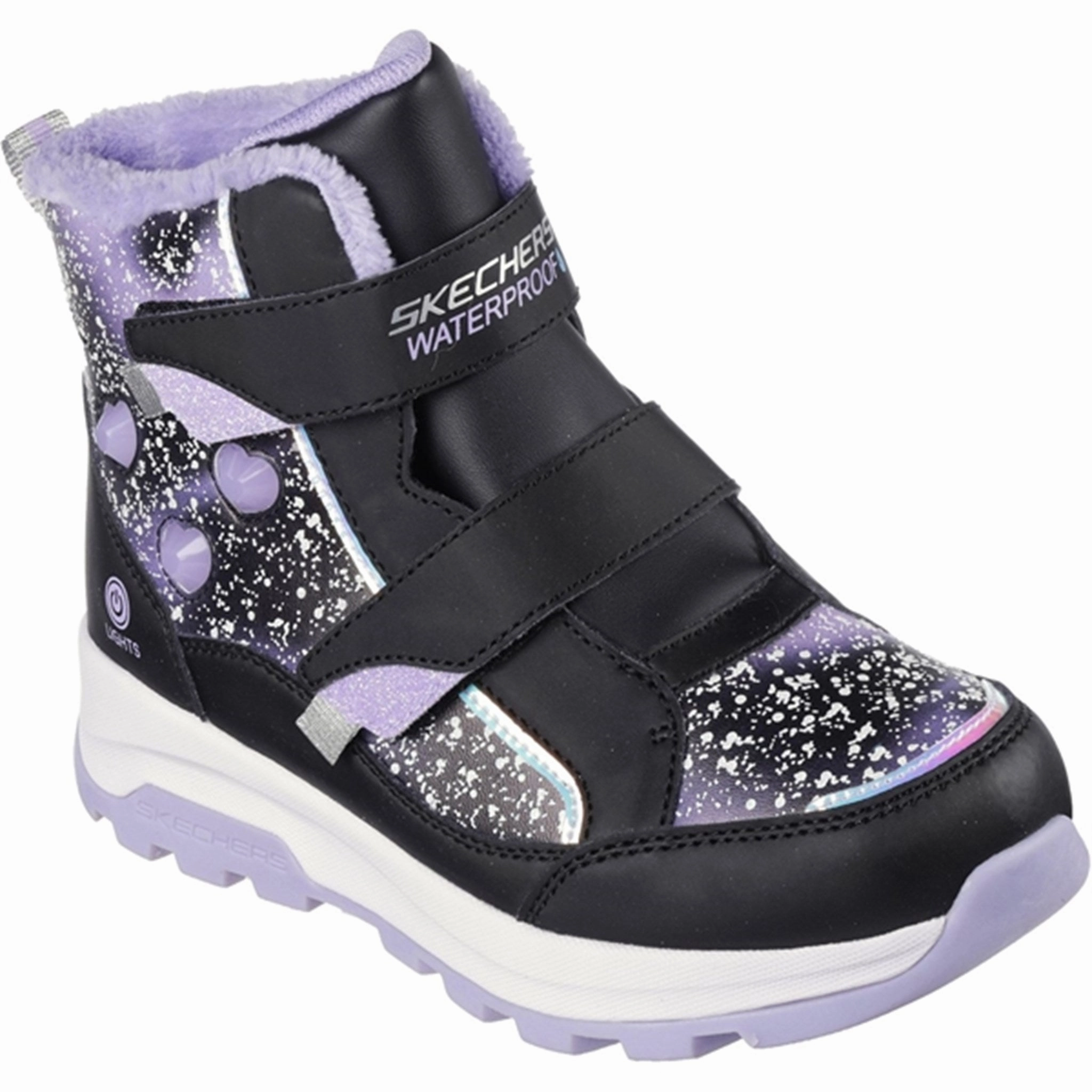 Skechers Girls Storm Blazer Waterproof Boots Black Lavender Iconic International