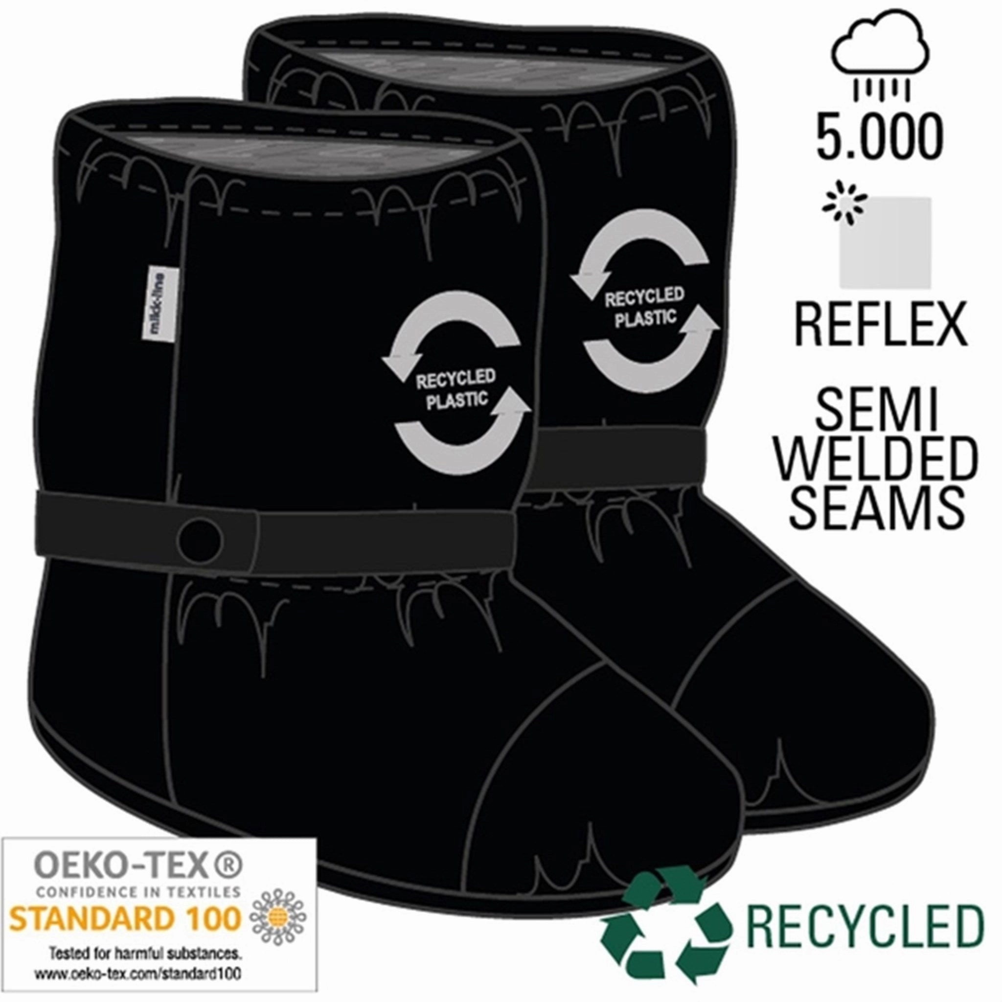 Travel shoes Mikk-Line Rain Footies w. Fleece Black