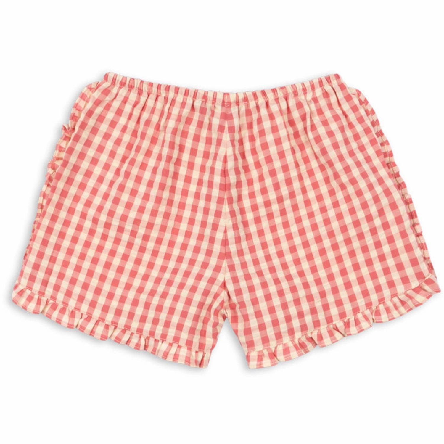 Trend Konges Sljd Flamingo Plume Check Kim Frill Shorts Gots Subtle