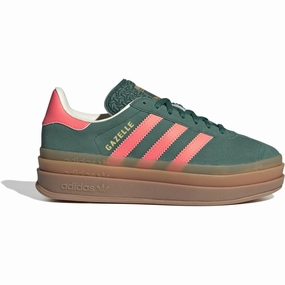 Trendy shoes adidas Originals Collegiate Green/Signal Coral/Cream White Gazelle Bold J Sneakers Embellished shoes