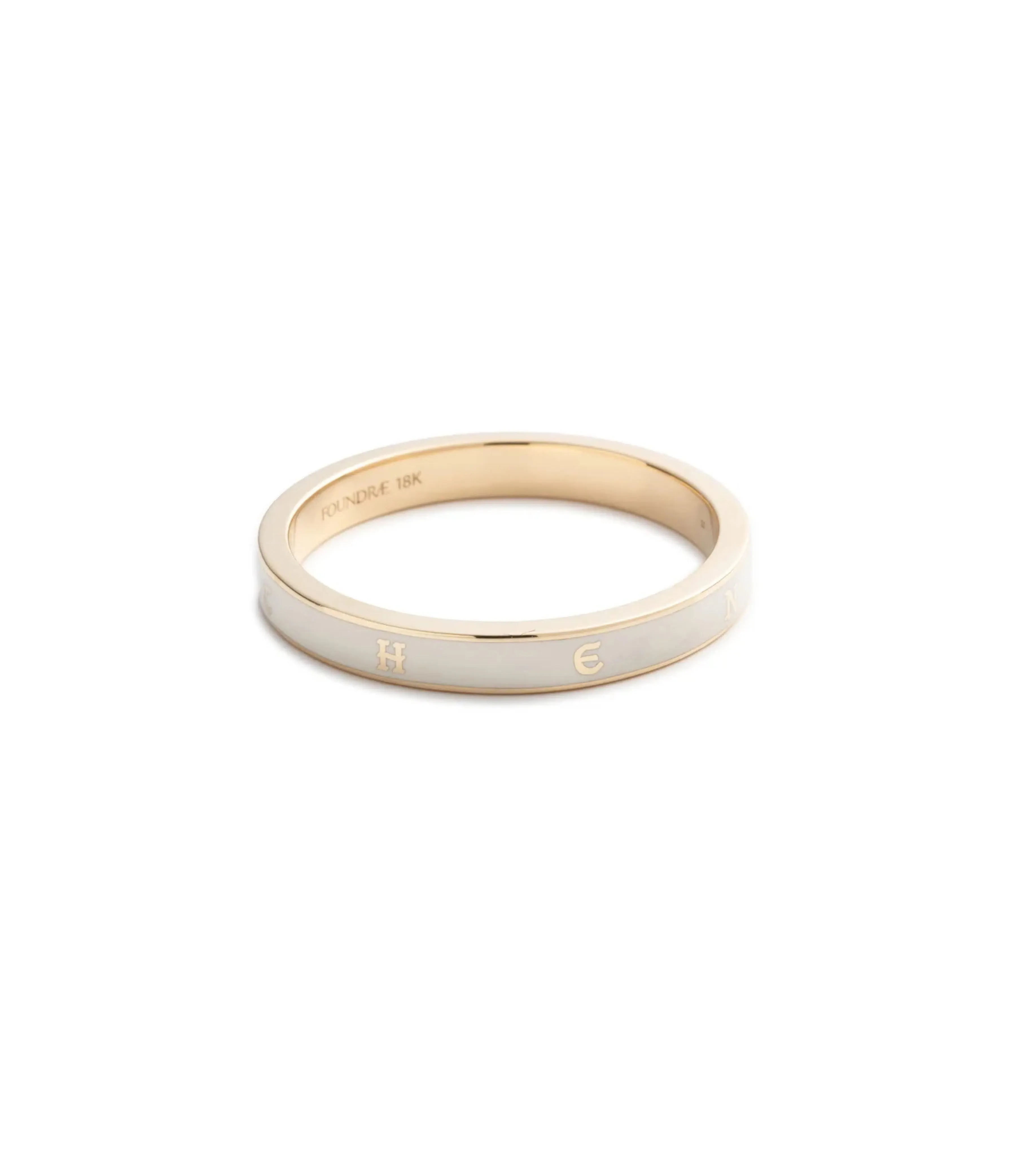 True Love Custom Thin Band : in Yellow Gold with Cream Ceramic