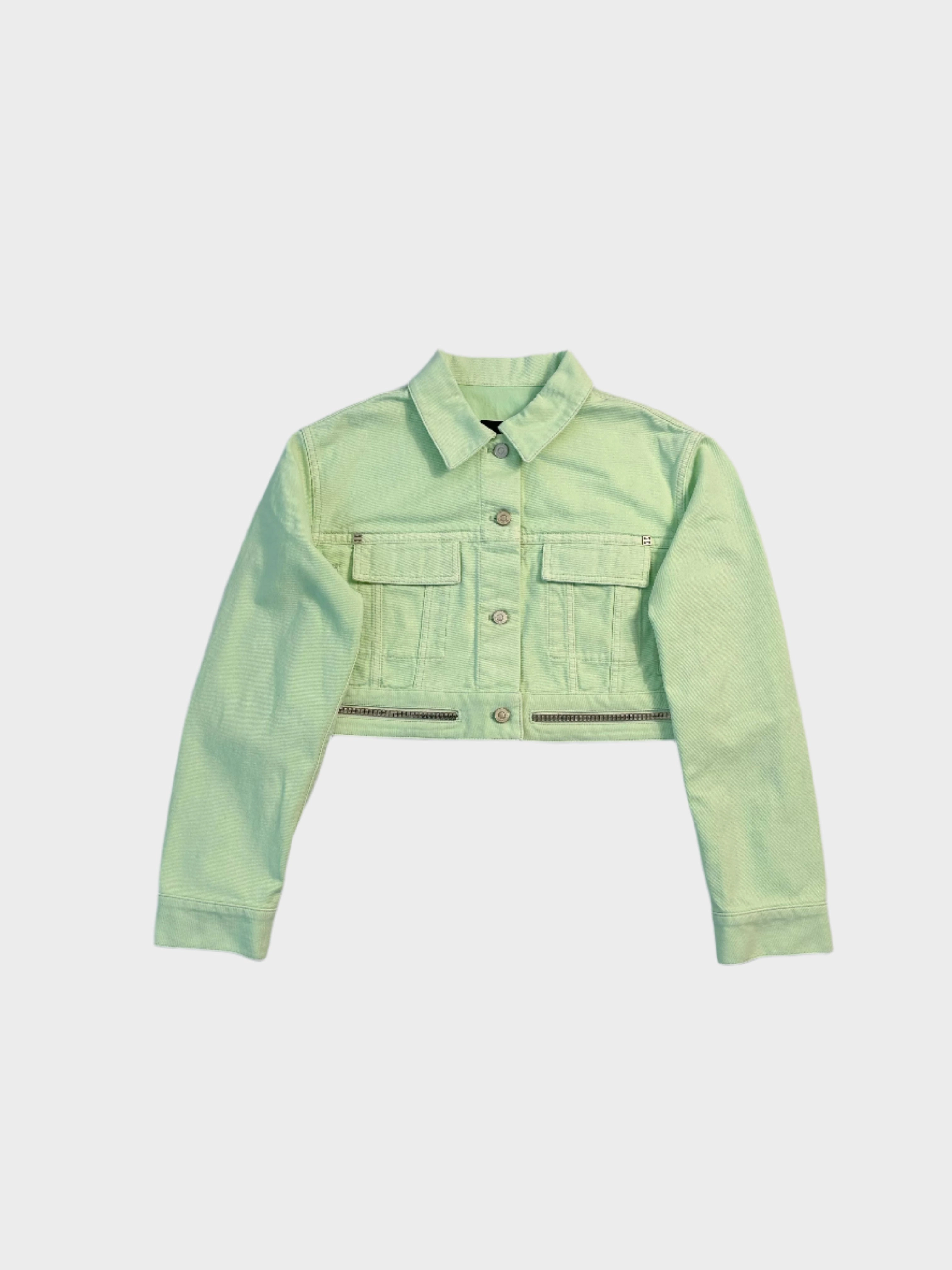 Giacca Jeans Verde Chiaro Donna Cropped Con Zip Decorative new collection saree hoka new arrivals zara new arrivals