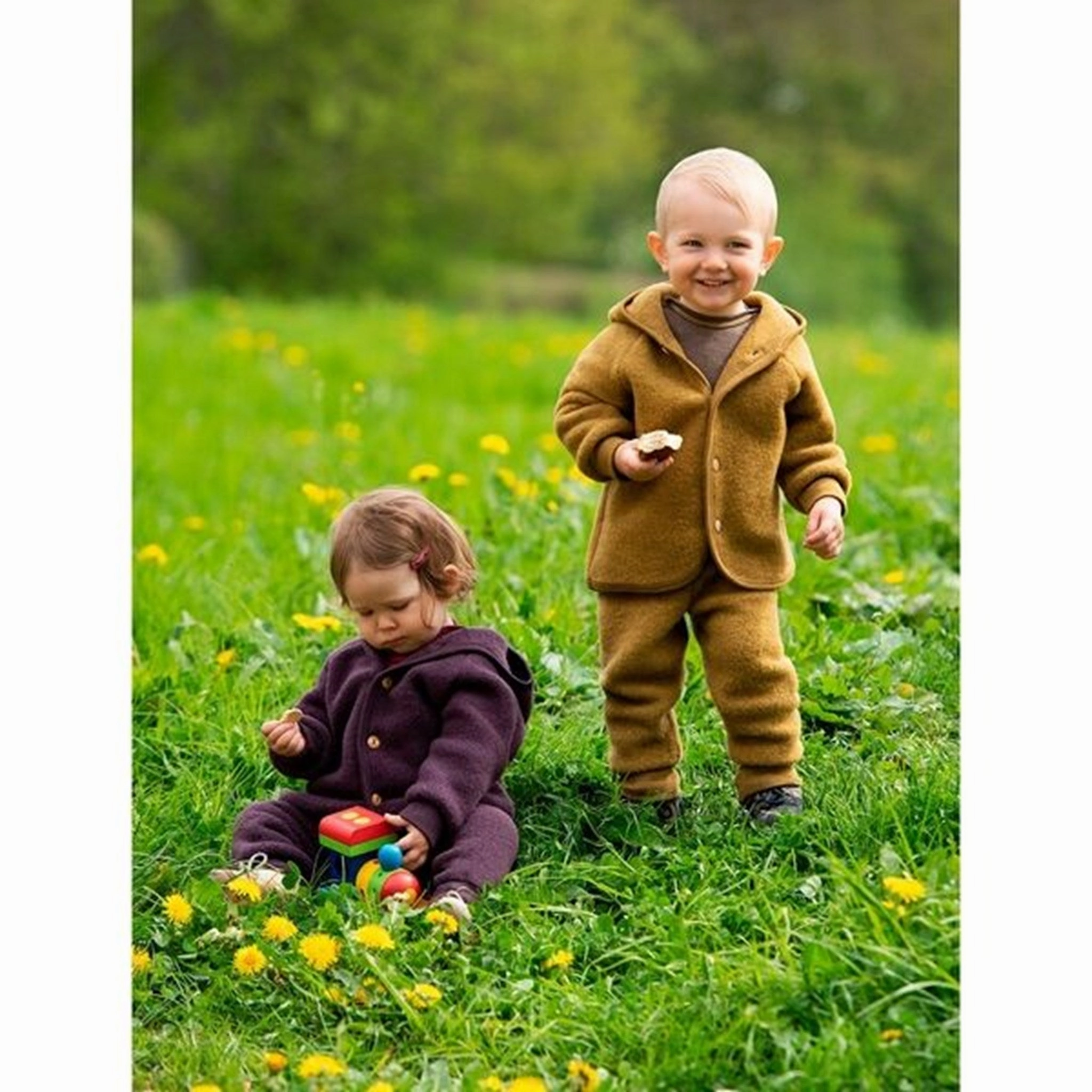 Tulle Engel Hooded Jacket with Wooden Buttons Saffron Mlange