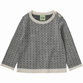 Tulle FUB Ecru/Dark Navy Baby Jaquard Tee L/S Finest