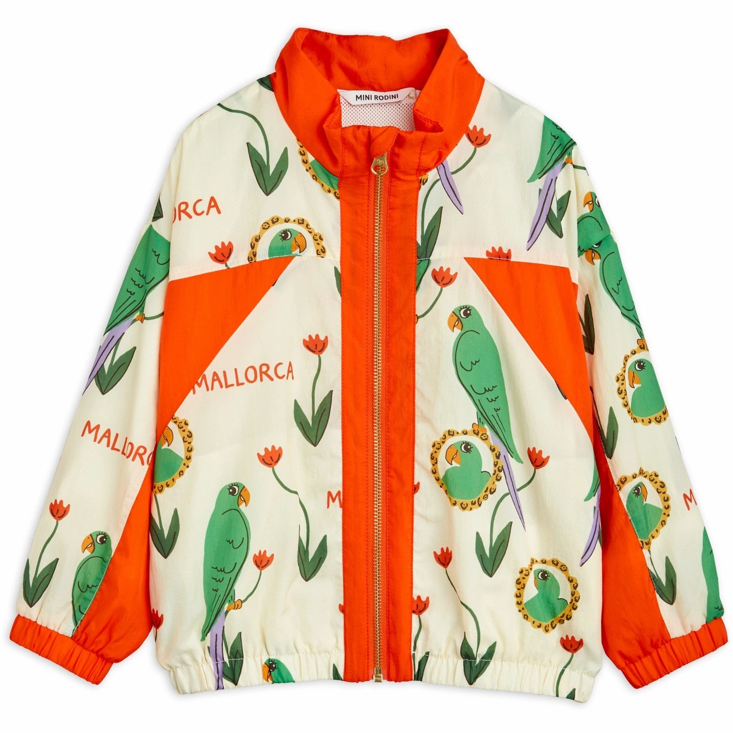 Tulle Mini Rodini Multi Parrots AOP Nylon Tracksuit Jacket Stitch