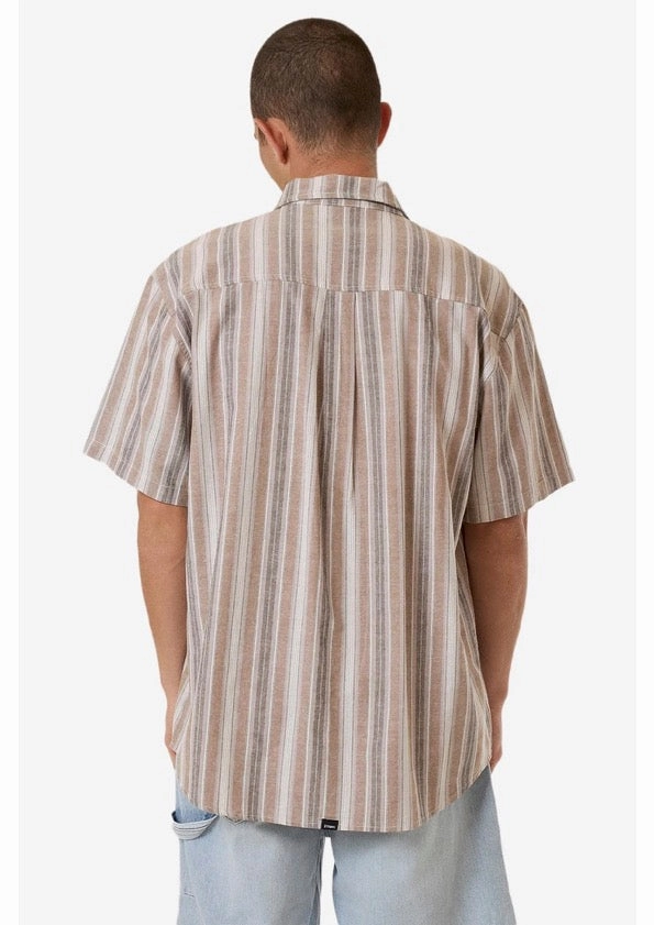 Unlocked Stripe Short Sleeve Shirt Breen bed sale queen