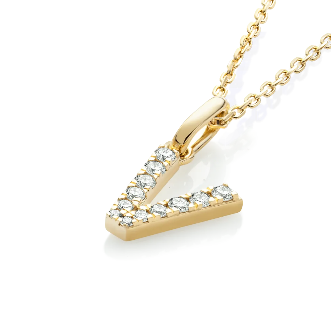V Letter Pendant Yellow Gold