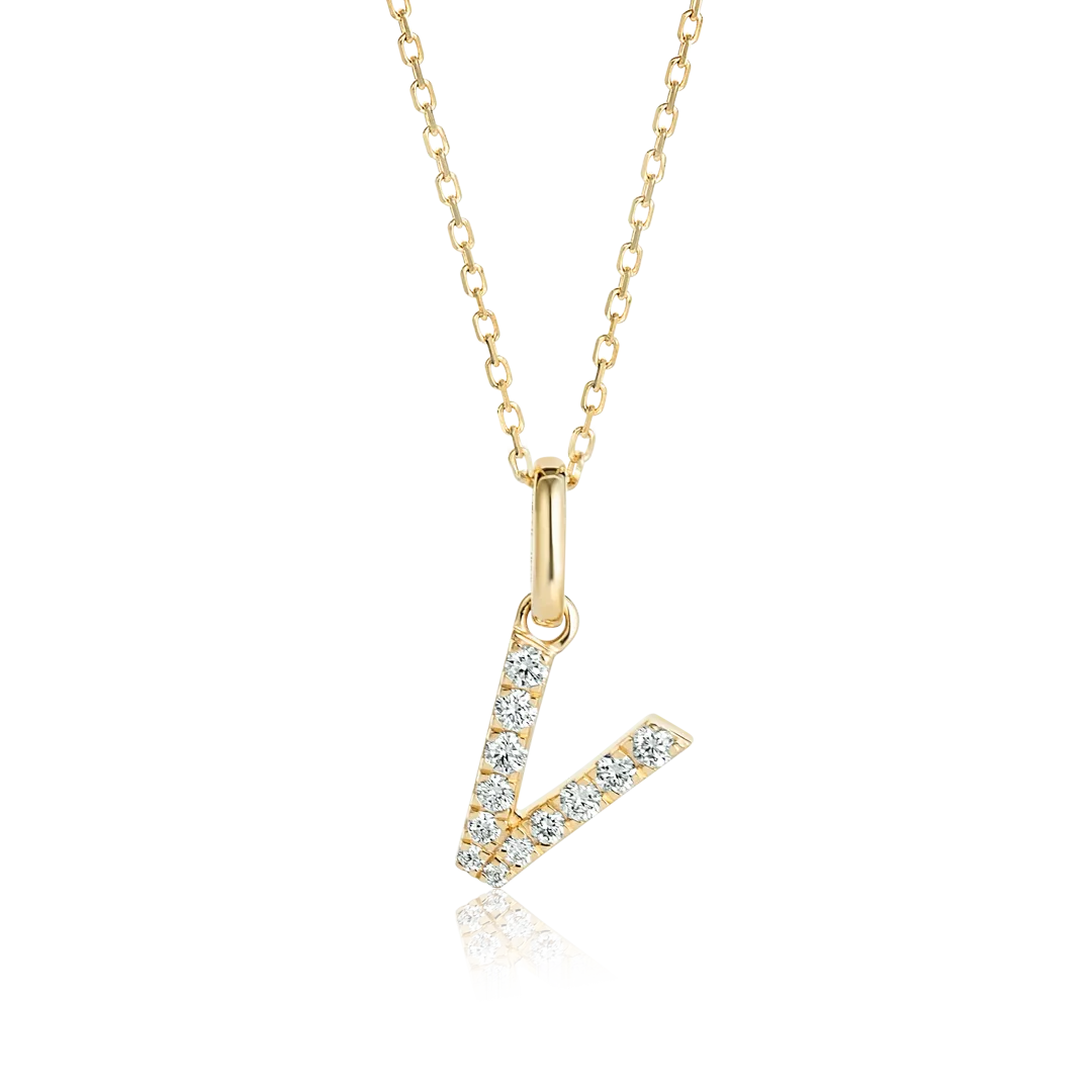 V Letter Pendant Yellow Gold