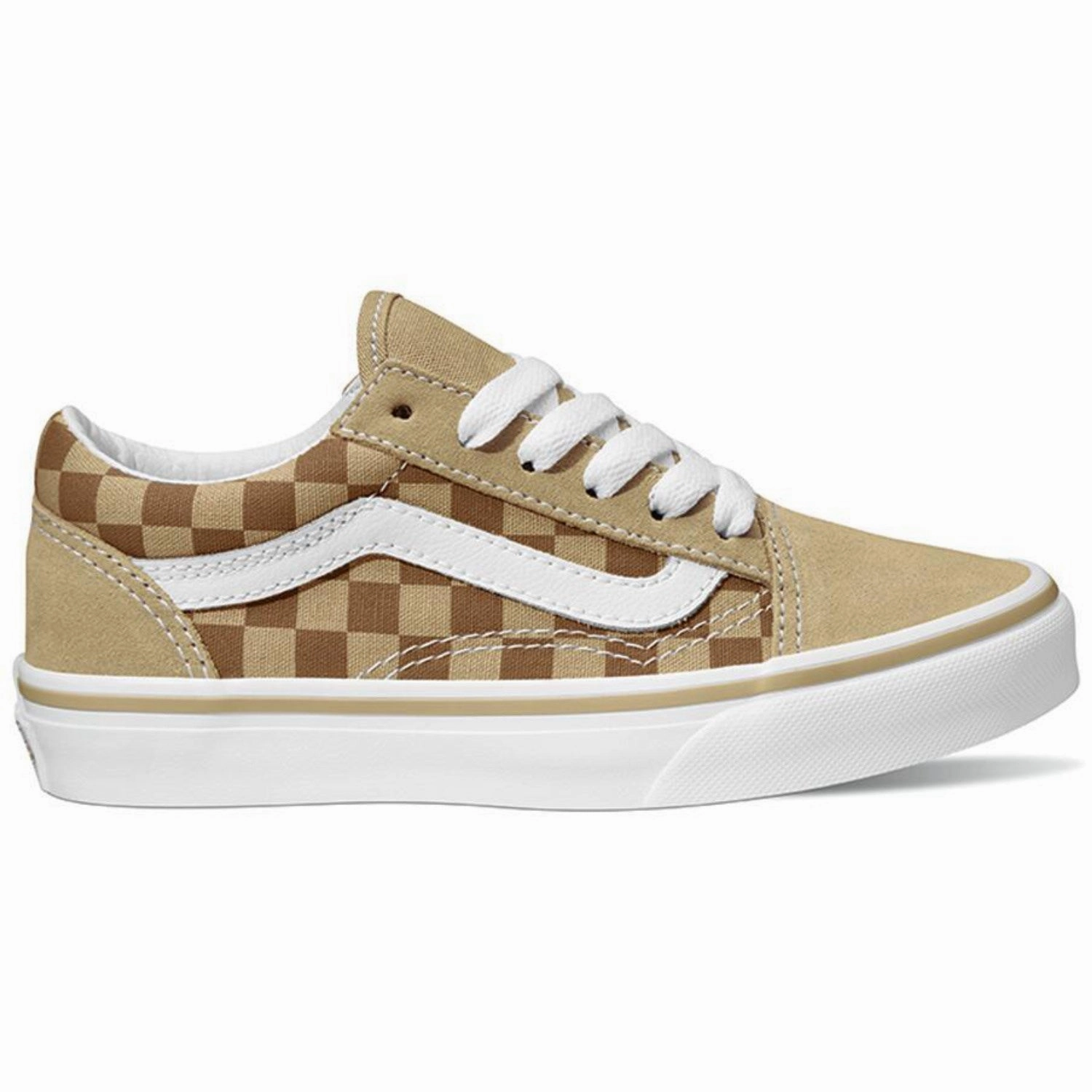 VANS Neutral Checkerboard BROWN/TRUE WHITE Old Skool Neutral Checkerboard Basketball shoes Orthopedic shoes