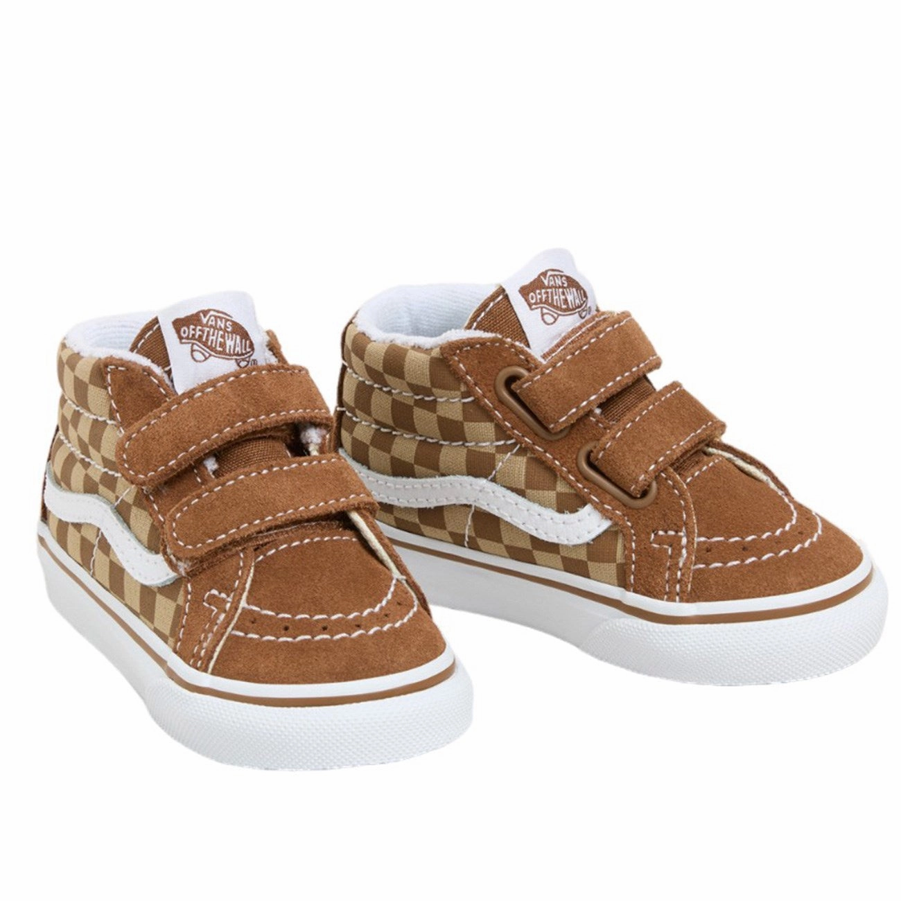 VANS Neutral Checkerboard BROWN/TRUE WHITE SK8-Mid Reissue V Sneakers Dress shoes
