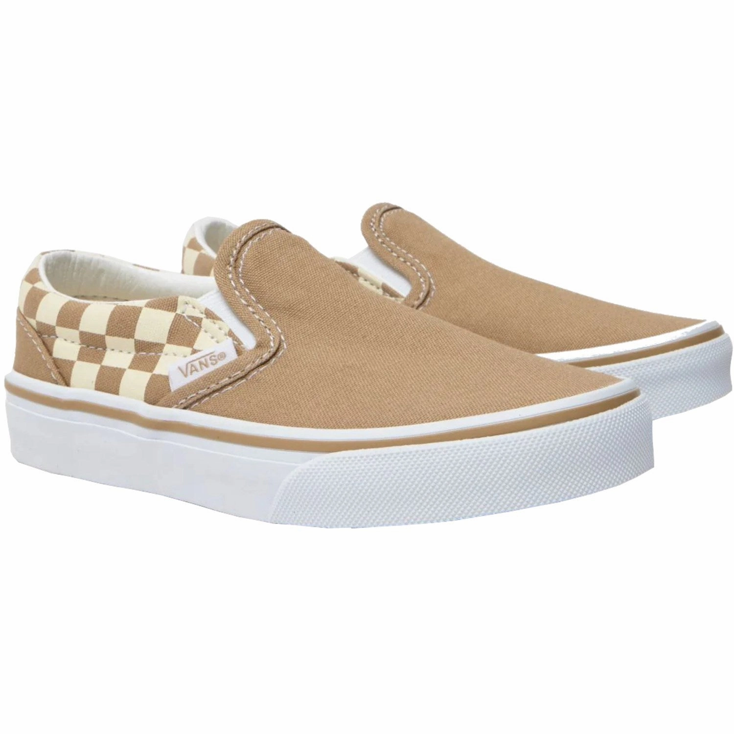 VANS Neutral Checkerboard BROWN/WHITE Classic Slip-On Neutral Checkerboard Safety shoes Limited edition shoes