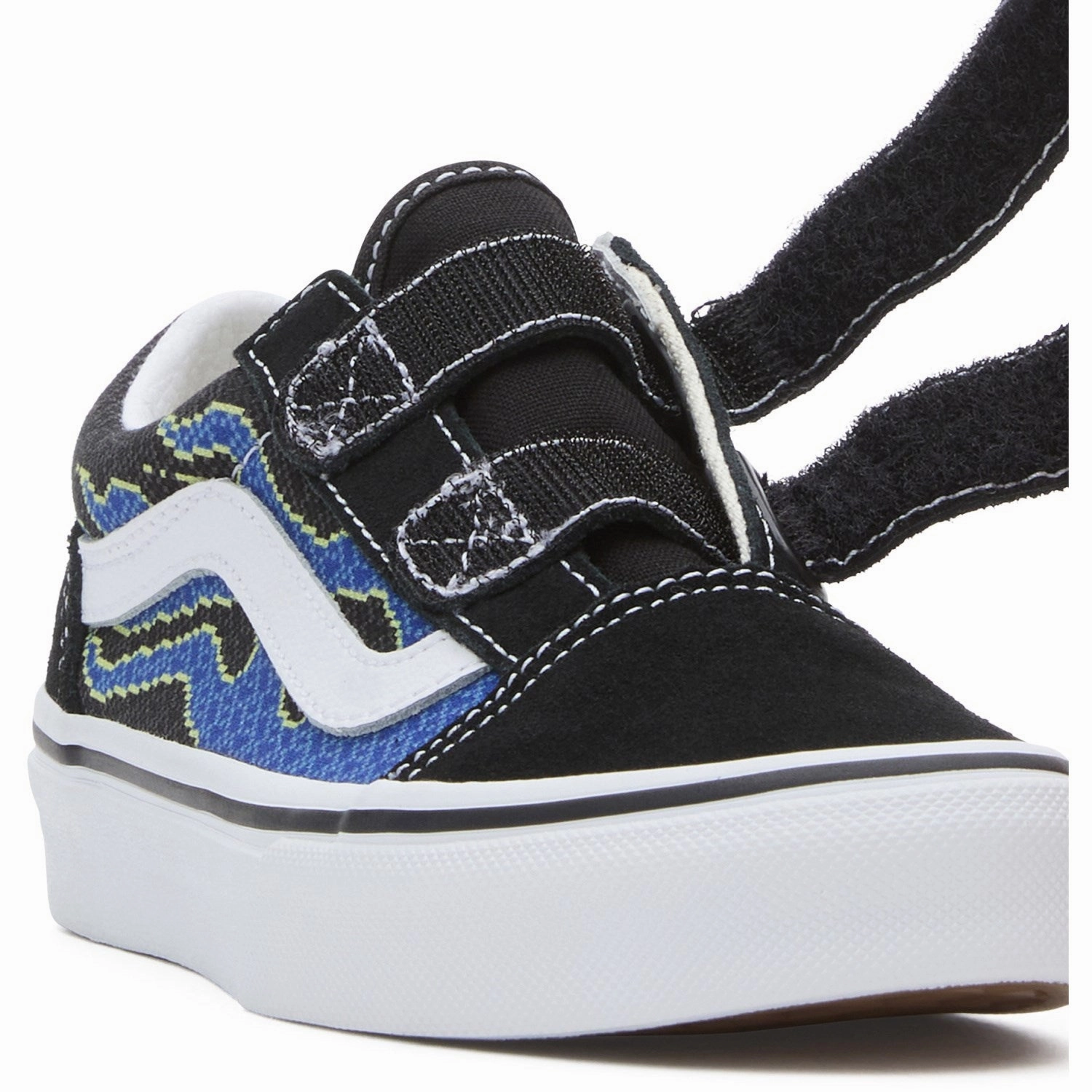 VANS Pixel Flame Black/Blue UY Old Skool V Sneakers Indoor shoes