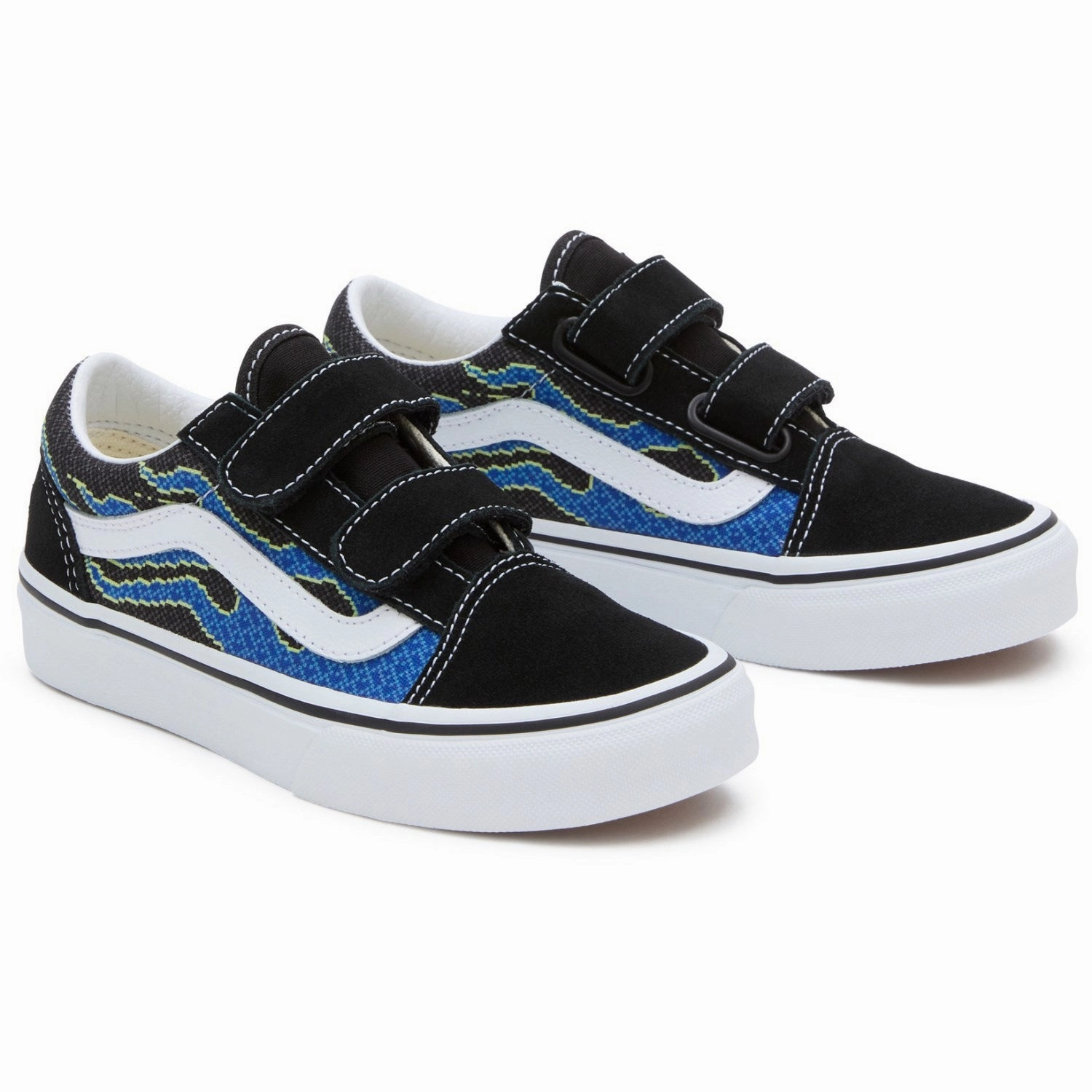 VANS Pixel Flame Black/Blue UY Old Skool V Sneakers Indoor shoes Basketball shoes