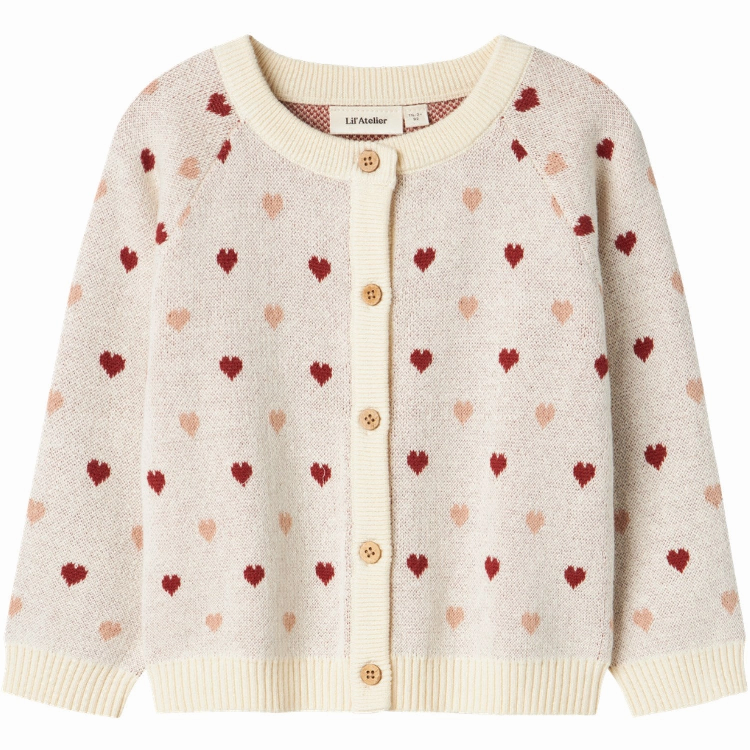 Versatile Lil'Atelier Turtledove Saran Knit Cardigan Heart Pattern
