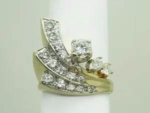 Vintage 1.5ct tw Natural Diamond Spray Cocktail Ring 14k White Gold Size 6.5
