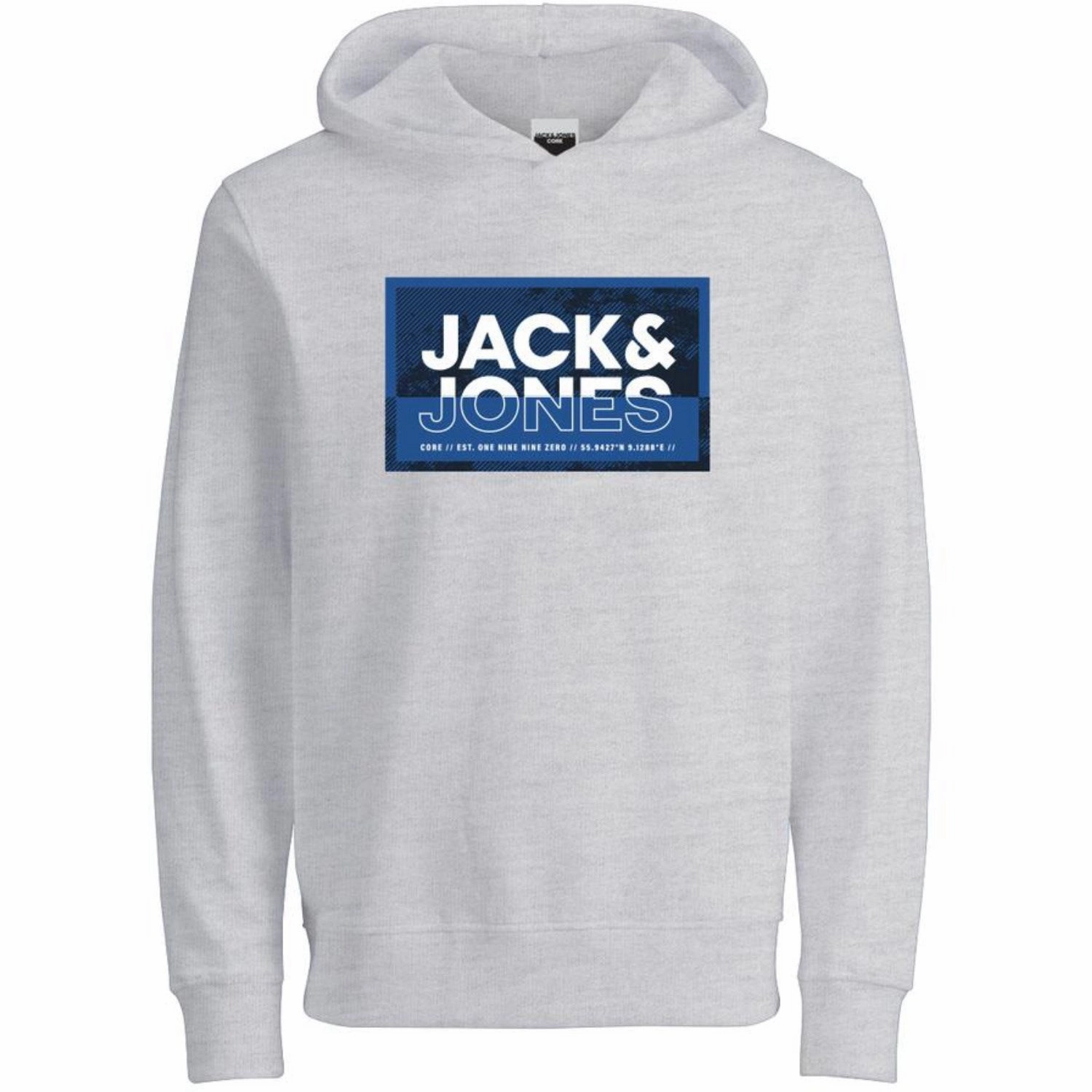 Jack & Jones Junior White Melange Cologan Print Sweat Hoodie Chic Innovator
