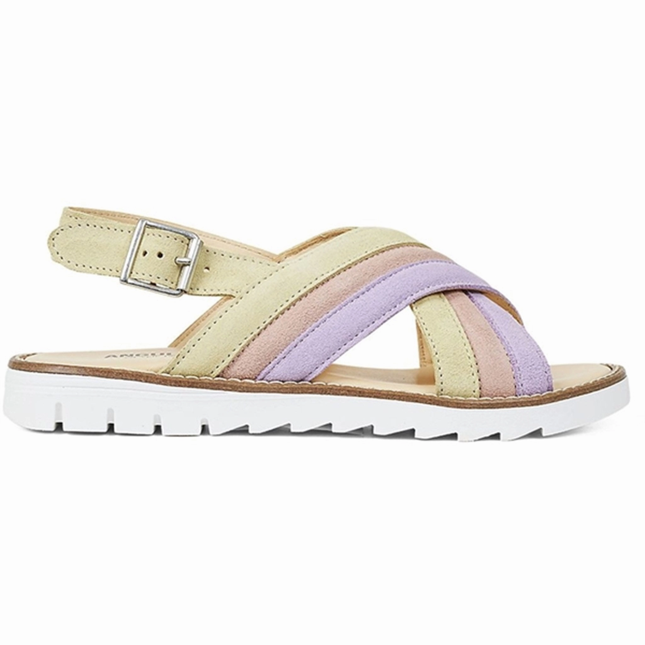 Vintage shoes Angulus Sandal W. Open Toe And Buckle Lilac/Peach/Light Yellow
