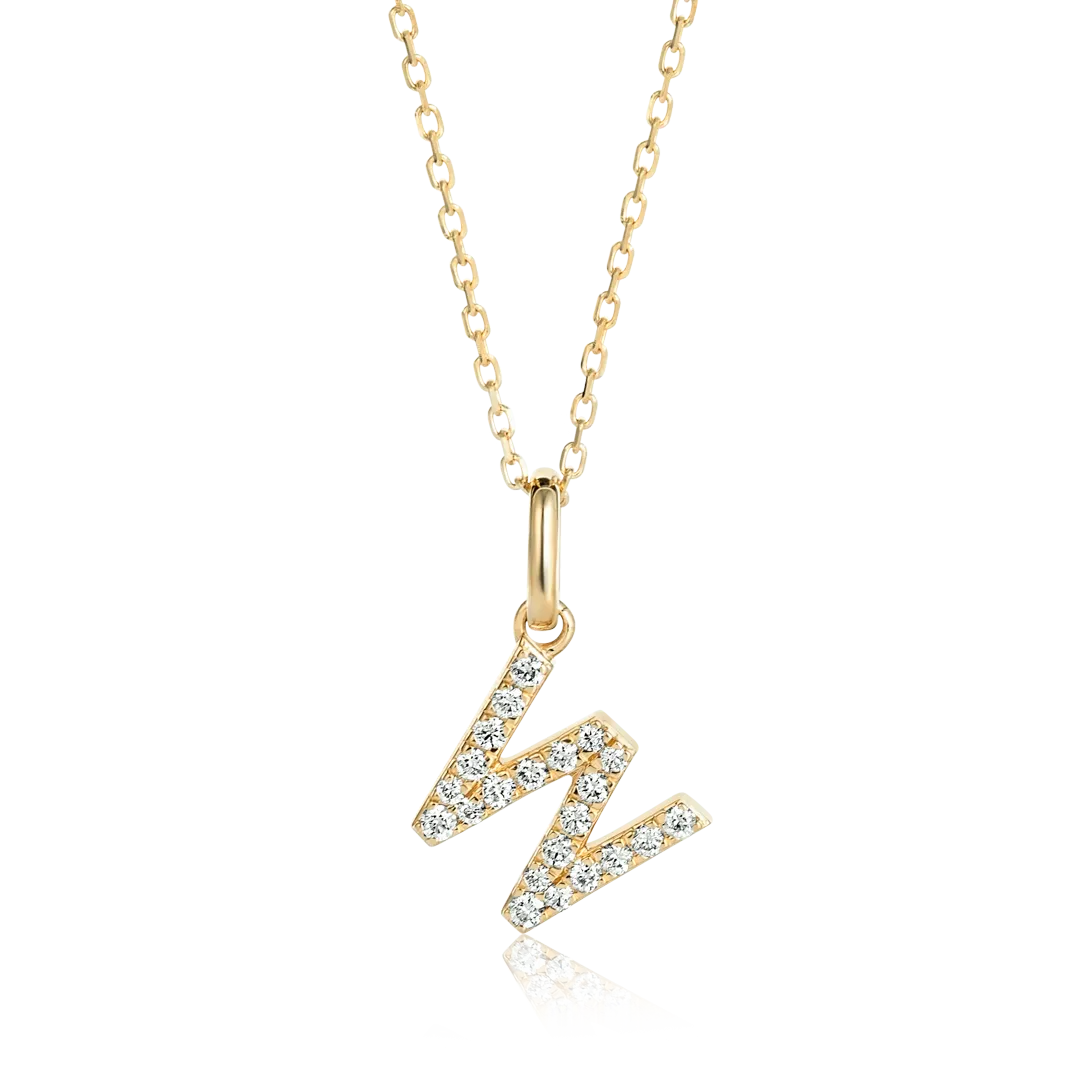 W Letter Pendant Yellow Gold