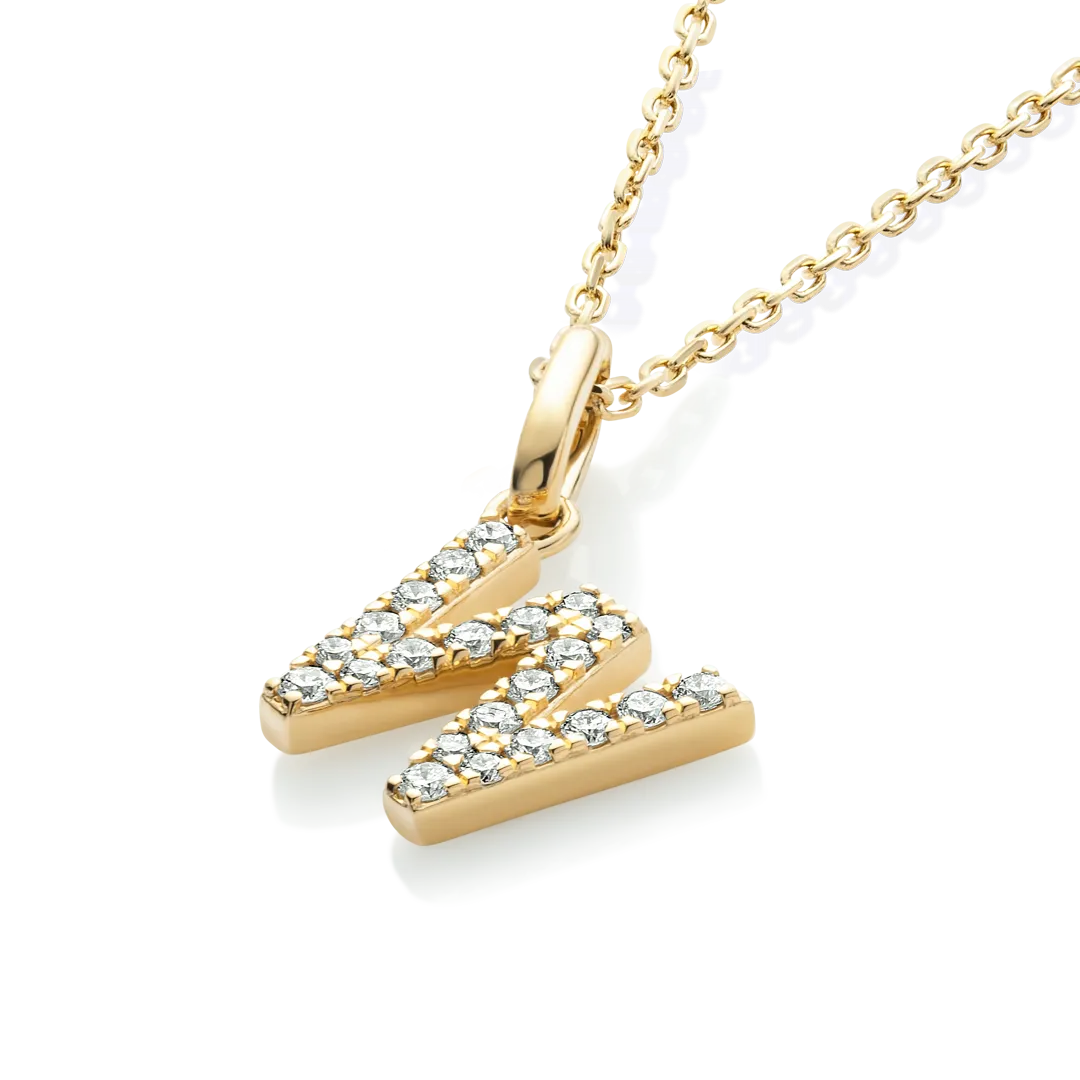 W Letter Pendant Yellow Gold