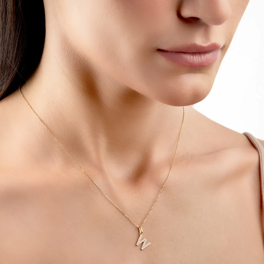 W Letter Pendant Yellow Gold