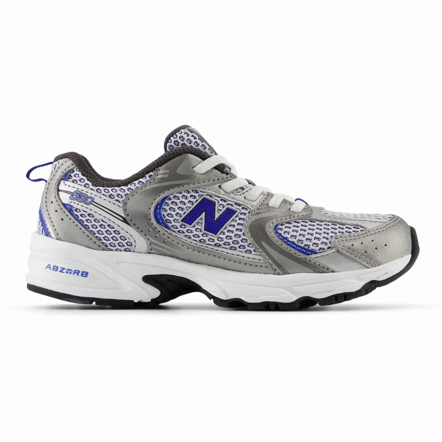 Wedding shoes New Balance Dark Silver Metallic New Balance 530 Kids Bungee Lace Tennis shoes