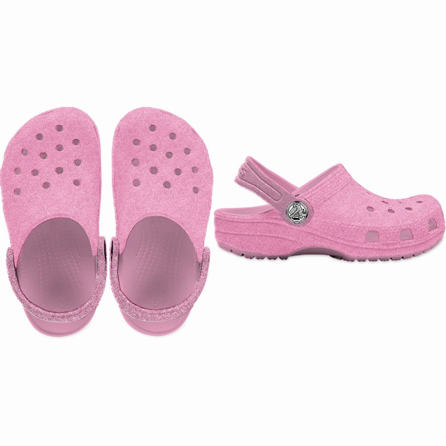 Wedges Crocs Pink Tweed Glitter Classic Glitter Clog