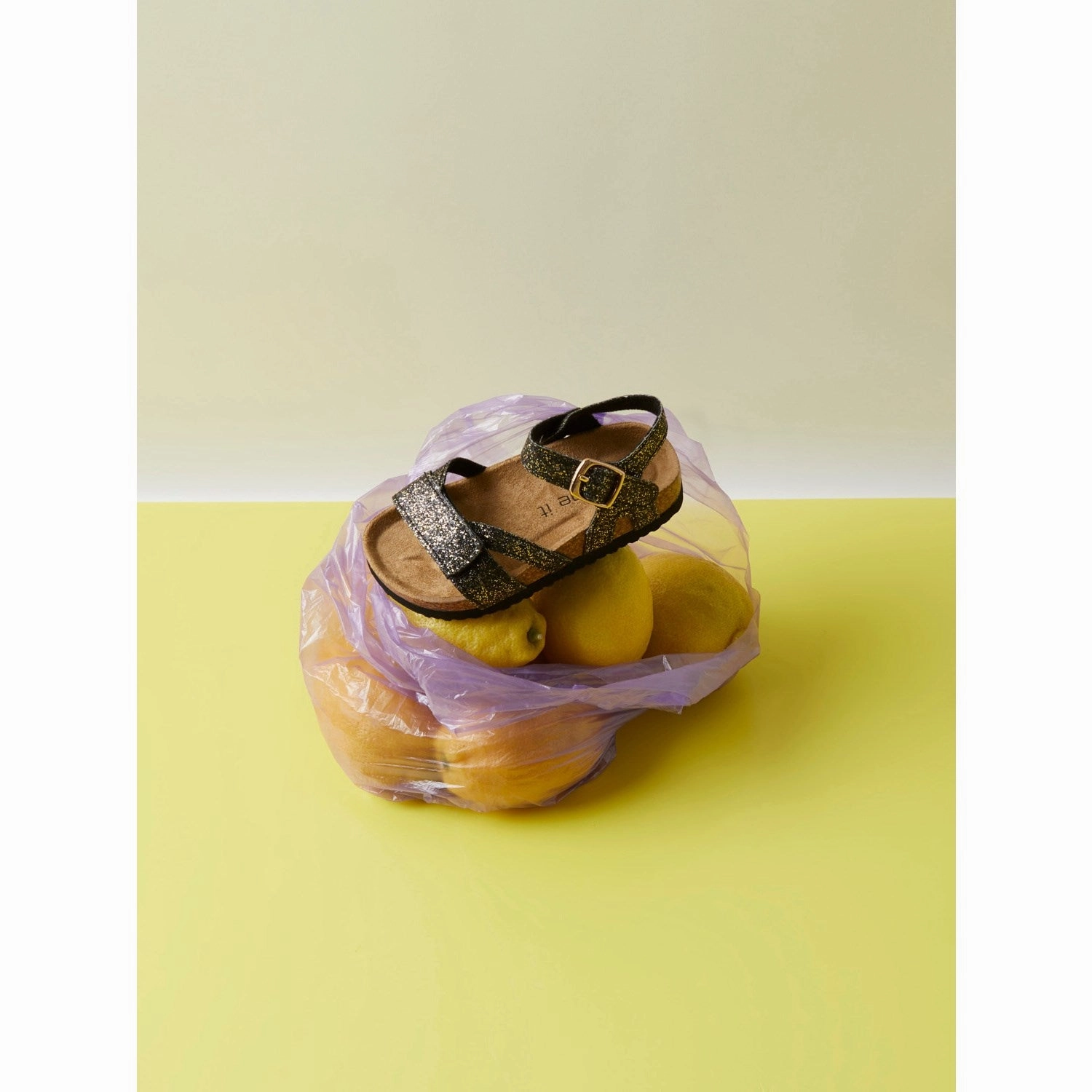 Wedges Name It Black Glitter Fiona Sandal