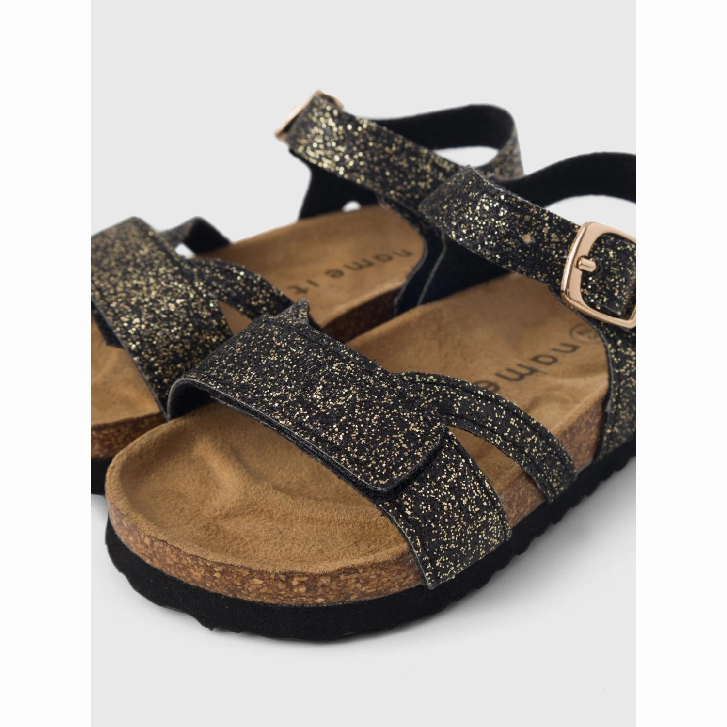 Wedges Name It Black Glitter Fiona Sandal