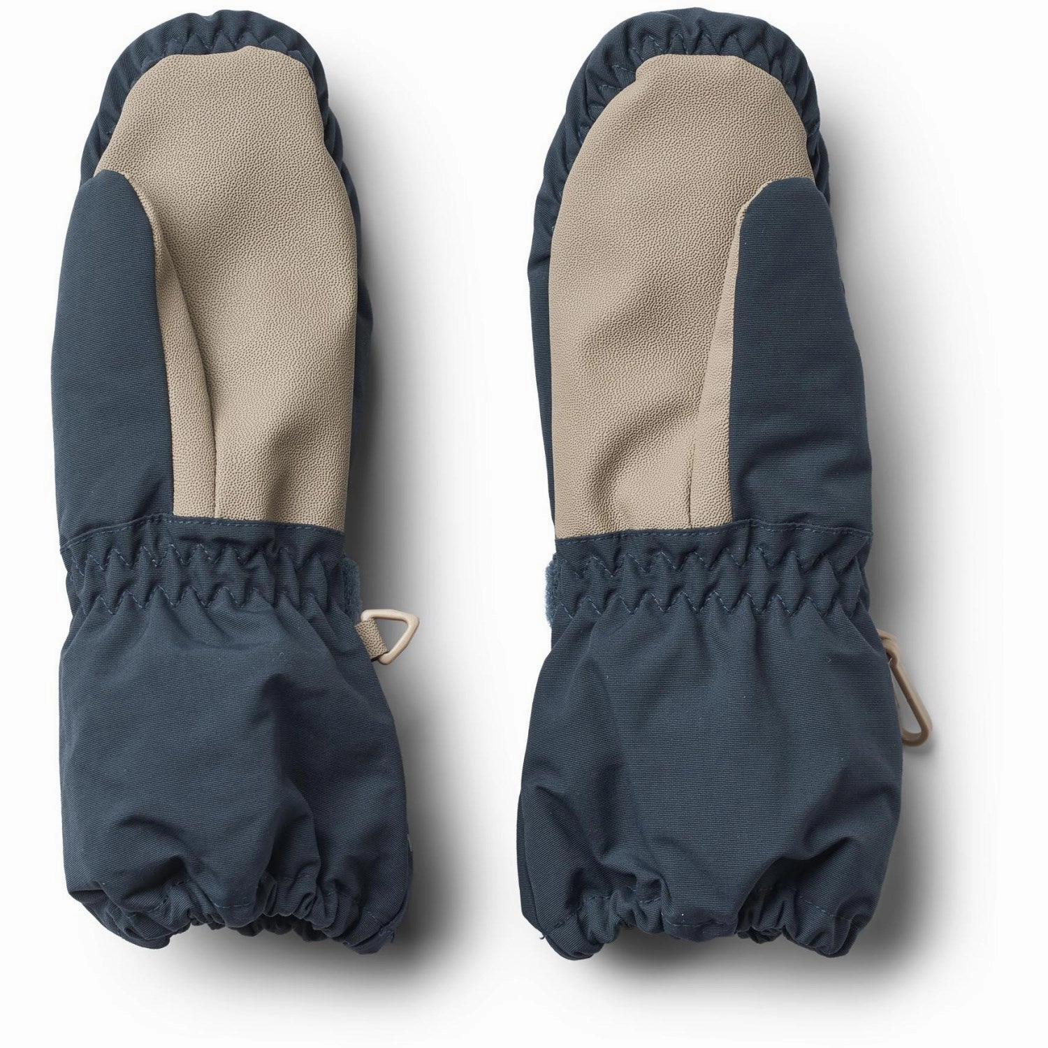 Wheat Dark Blue Mittens Tech Cuff