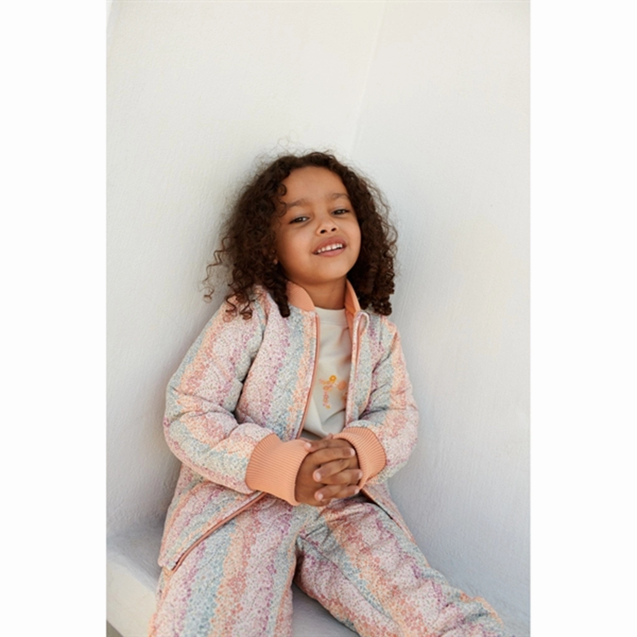 Wheat Thermo Rainbow Flowers Jacket Loui Fabric