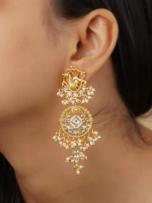 White Color Gold Plated Mishr Earrings - MR-E218