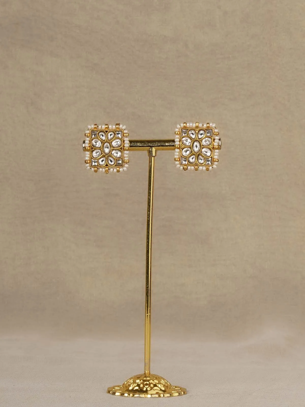 White Color Gold Plated Mishr Earrings - MR-E315