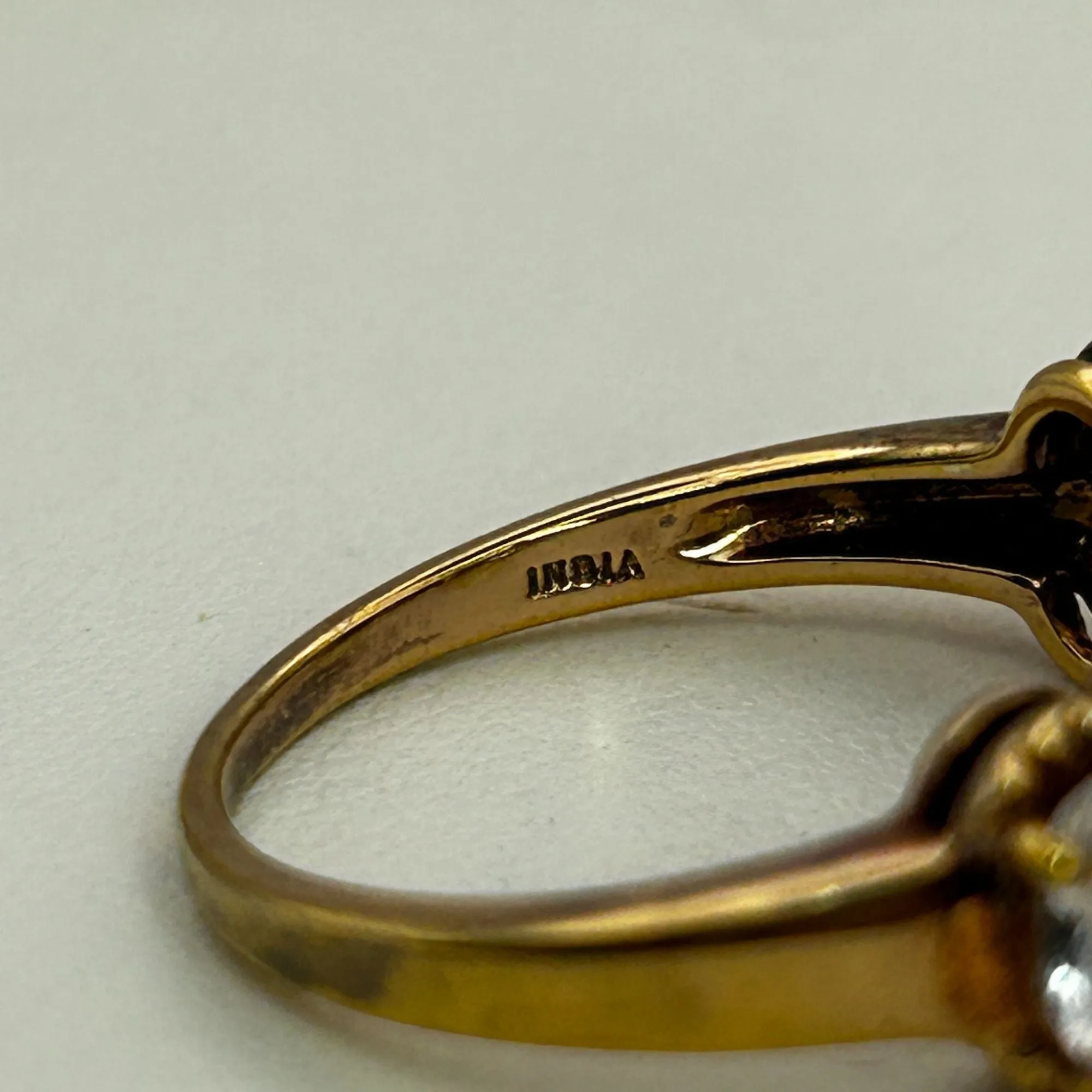 White Topaz and Rose Gold Vermeil Ring Antique Finish SBL 925 India SIZE 9