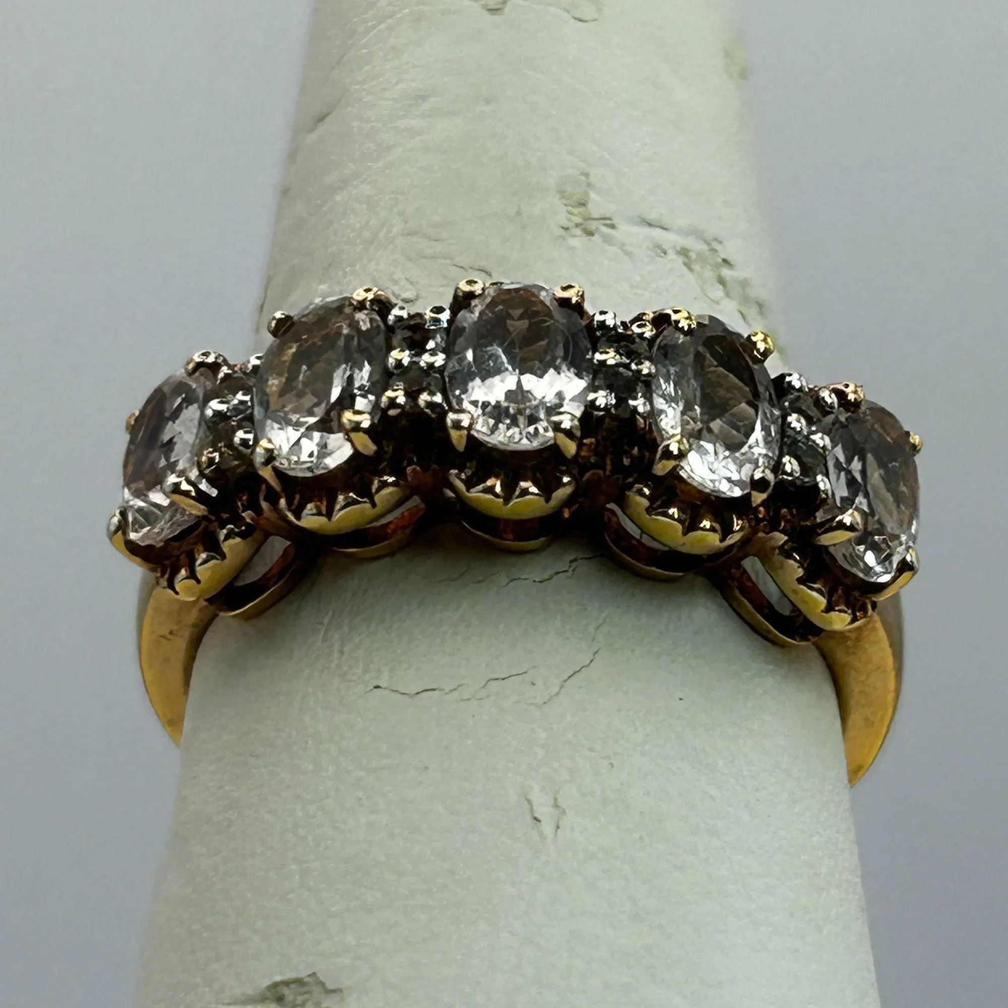 White Topaz and Rose Gold Vermeil Ring Antique Finish SBL 925 India SIZE 9