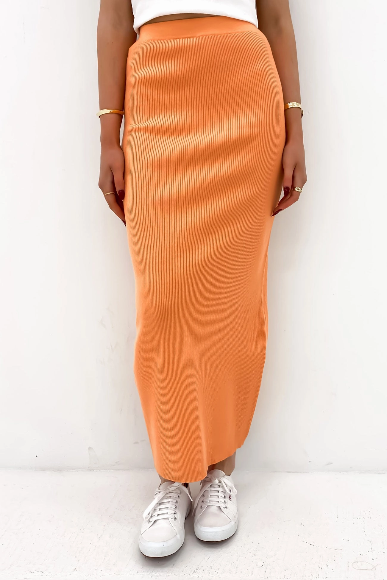 xiaomi sale Henley Knit Skirt Orange