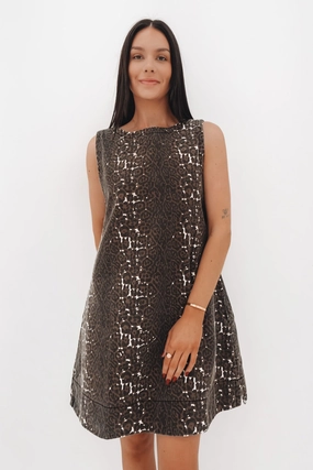 Zaira Denim Mini Dress Leopard kerastase sale khaadi sale