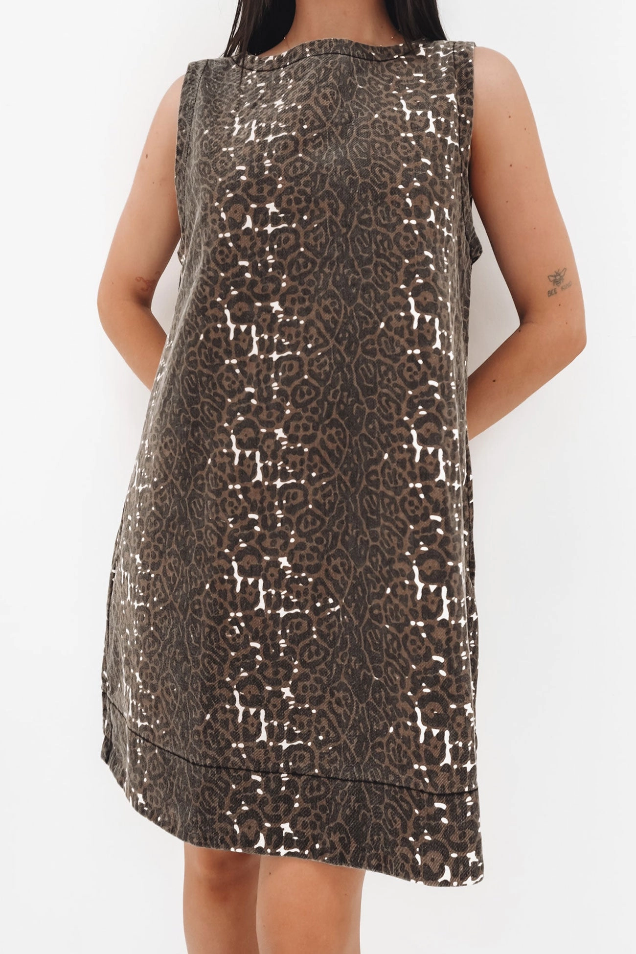 Zaira Denim Mini Dress Leopard kerastase sale