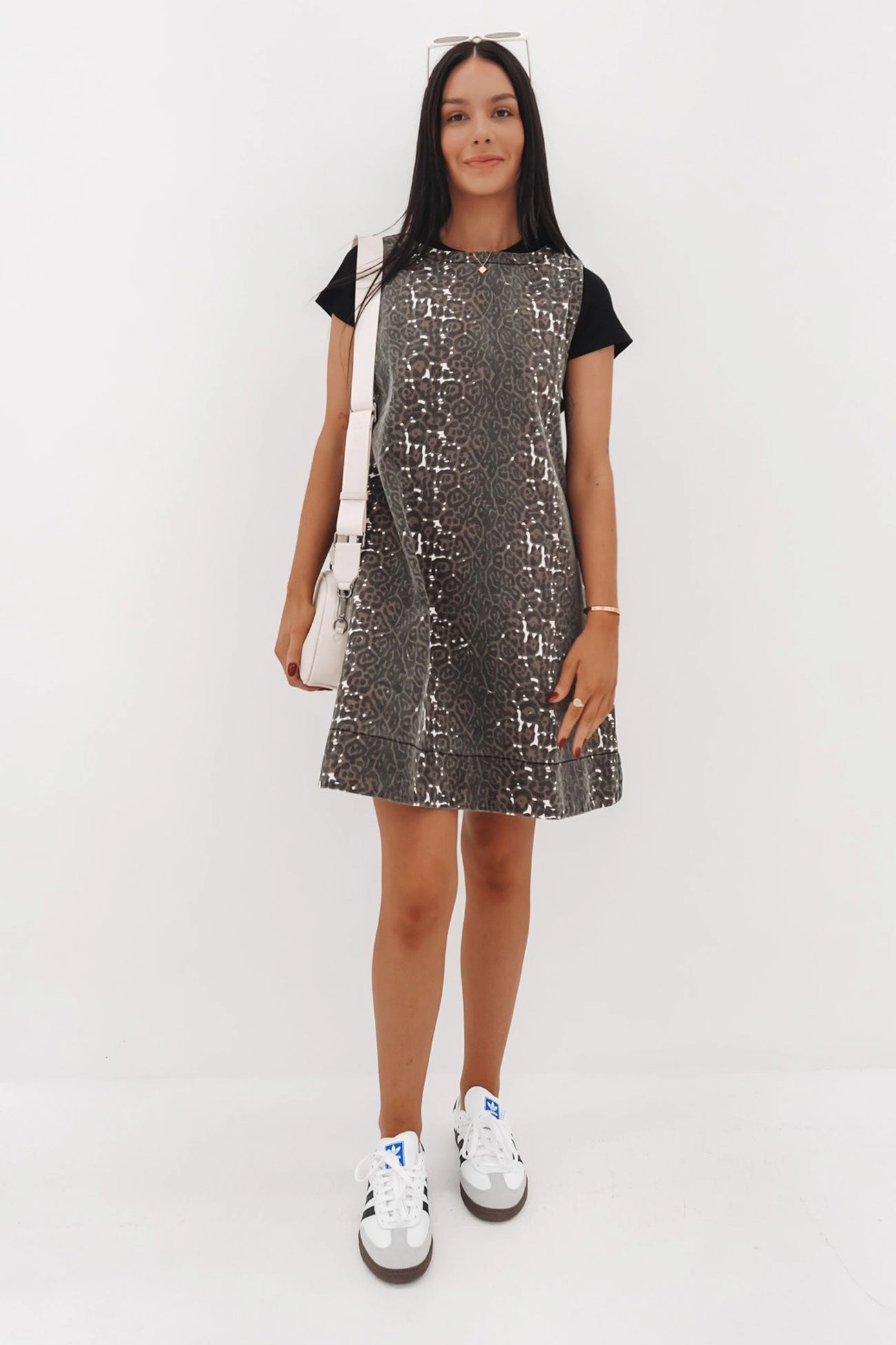 Zaira Denim Mini Dress Leopard kerastase sale