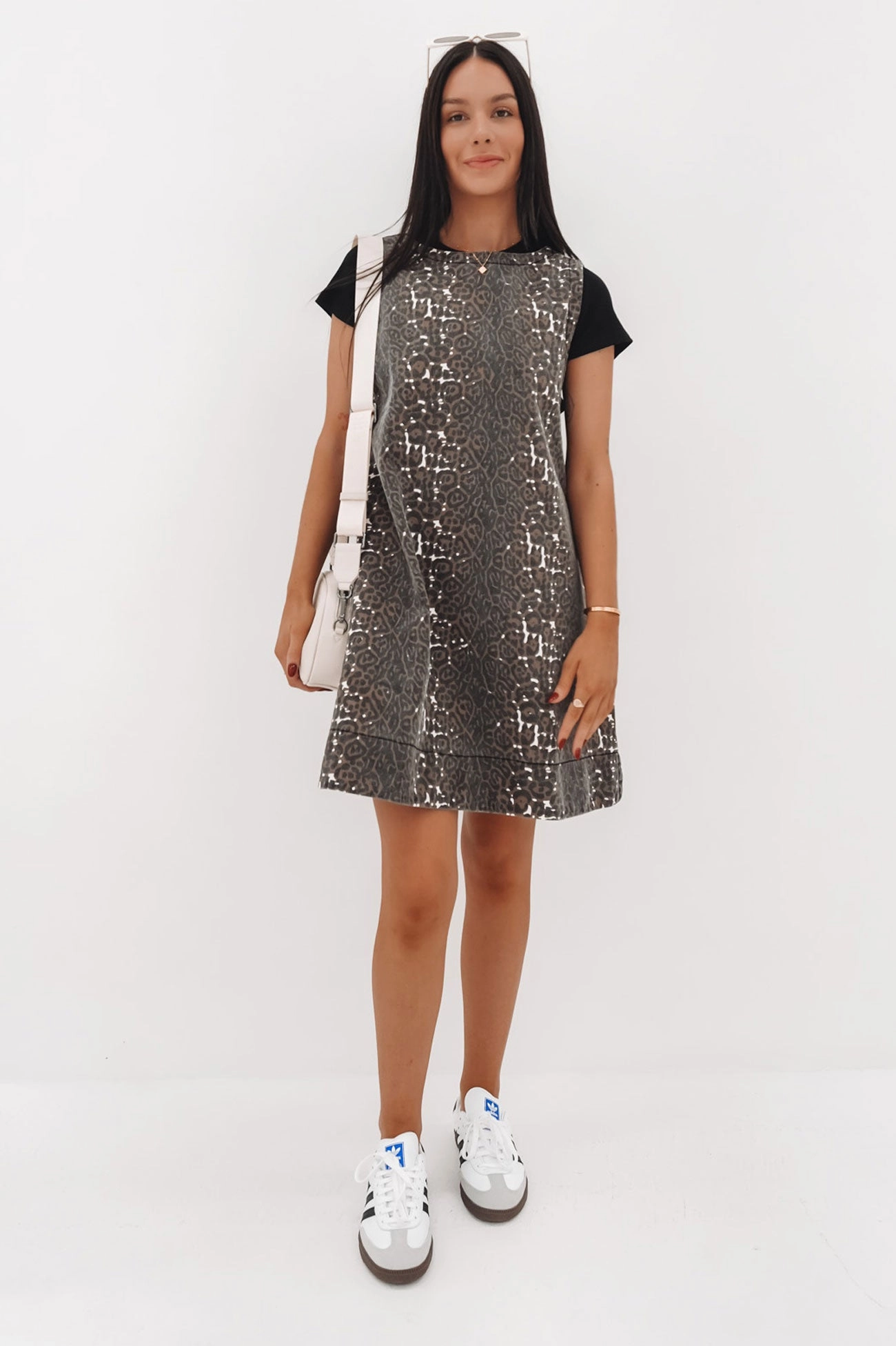 Zaira Denim Mini Dress Leopard kerastase sale