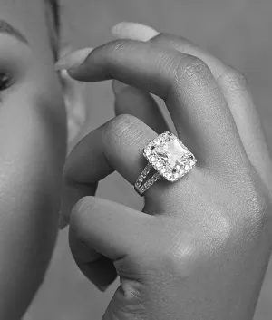 Zoe Radiant Cut CZ Engagement Ring in 925 Sterling Silver