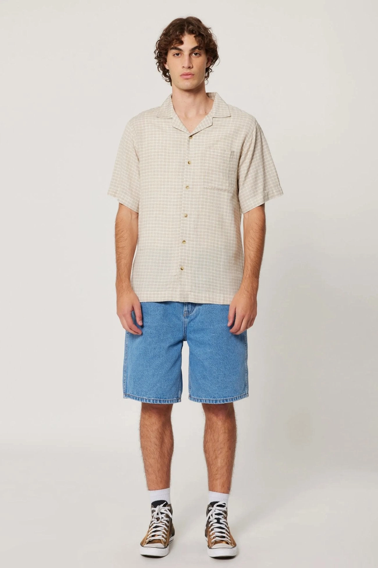 zudio sale Bowler Check Shirt Natural Check